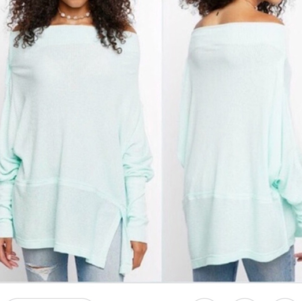 Free People London Town tunic top in mint color